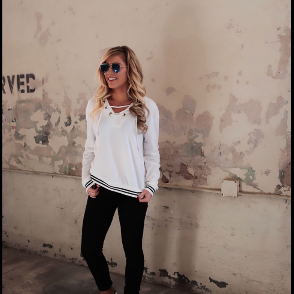 ❗️Last 2! XS, S Grey lace up sweatshirt - Picture 4 of 8